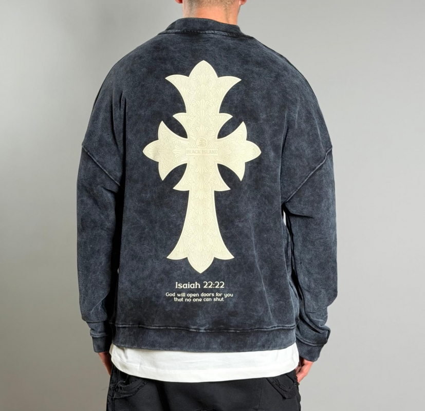 Мъжка блуза ISAIAH CROSS – WASHED BLACK