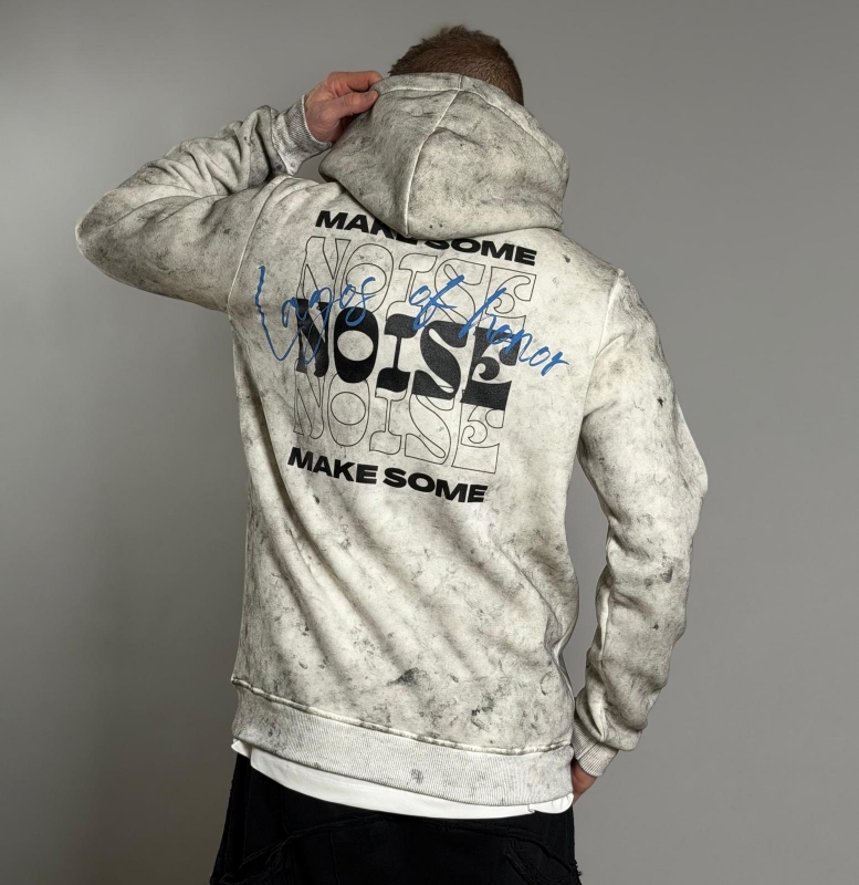 Мъжка блуза с качулка Grey Acid Wash