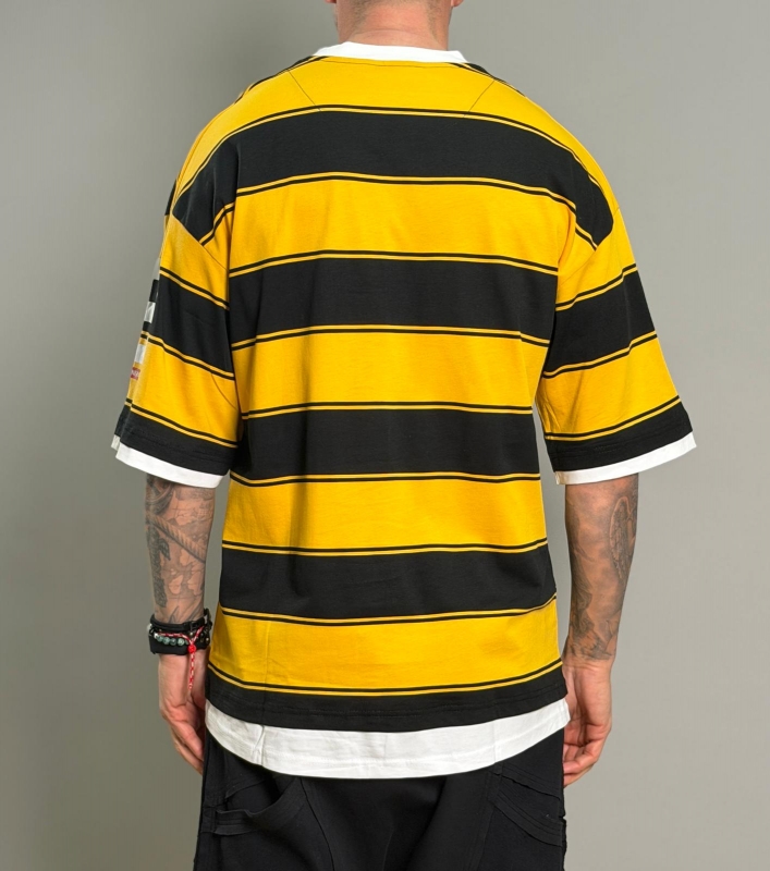 Мъжка оувърсайз тениска ESCAPE Stripe Yellow