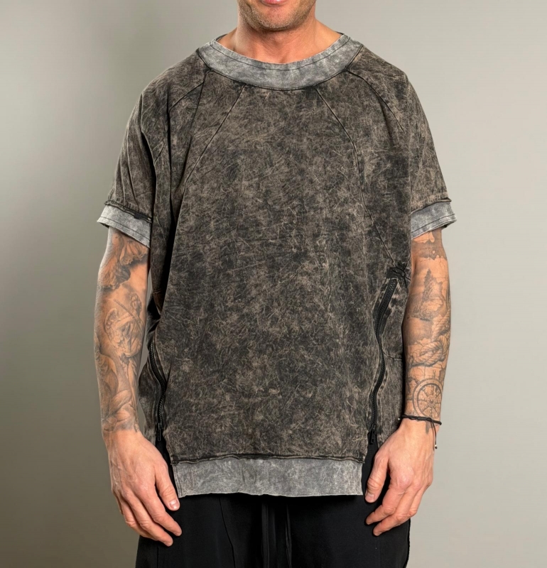 Мъжка тениска DARK WASH RAW ZIP TEE