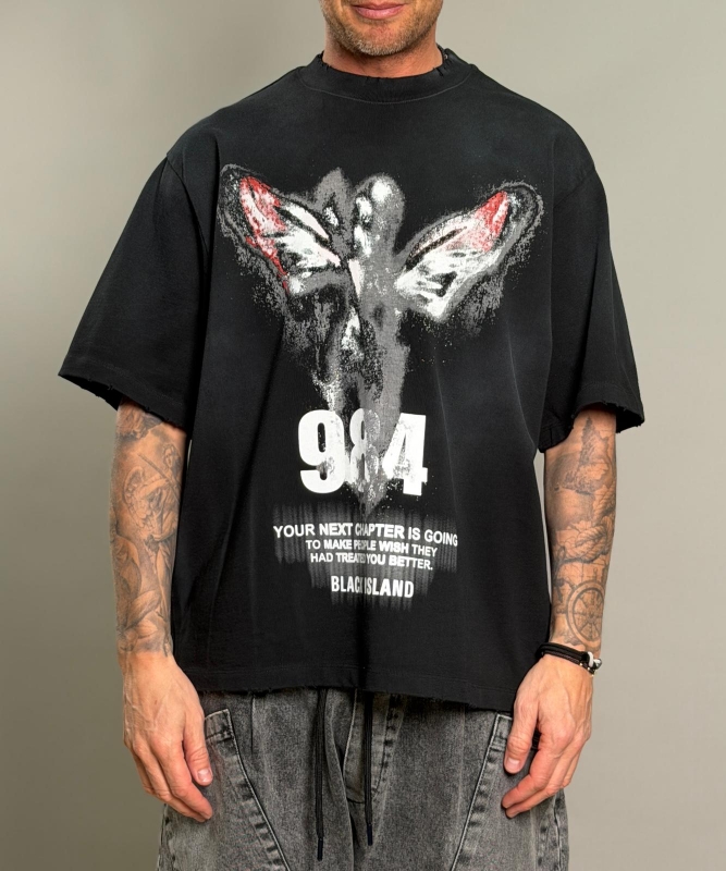 Мъжка овърсайз тениска RE BORN WINGS TEE