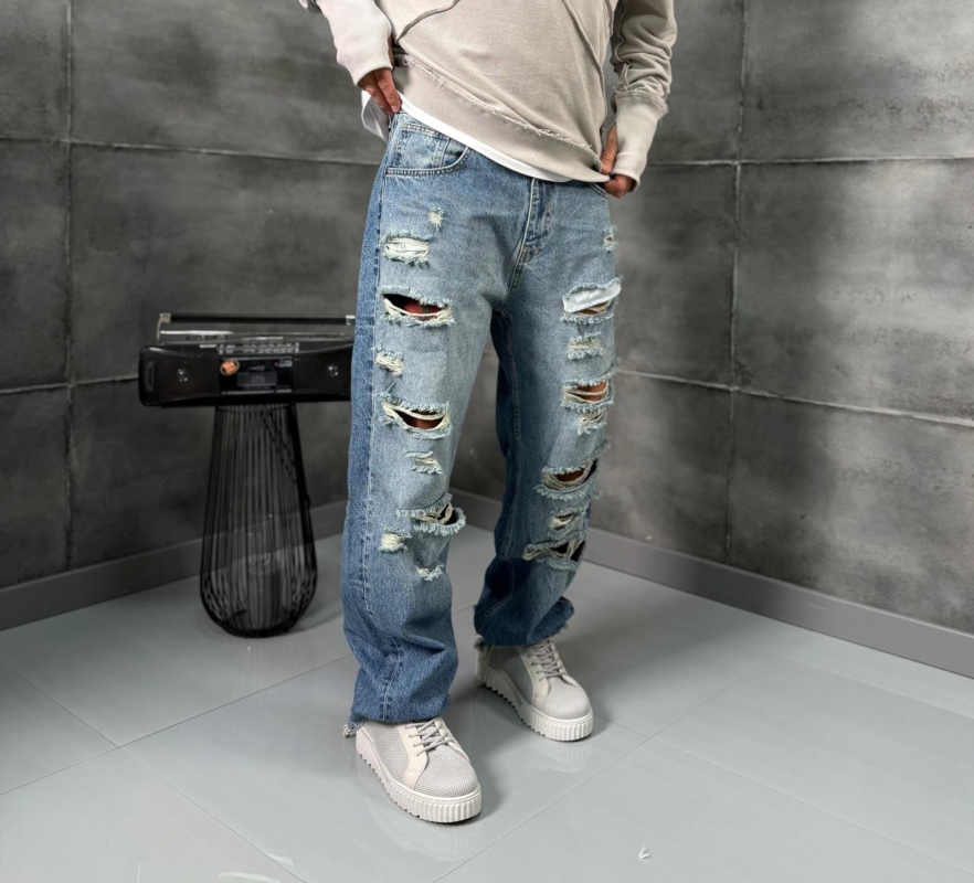 Мъжки дънки Straight – Destroyed Edition