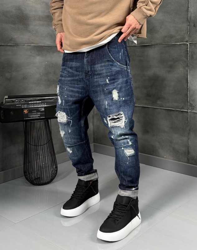 Мъжки дънки Denim Heavy Destroy Loose