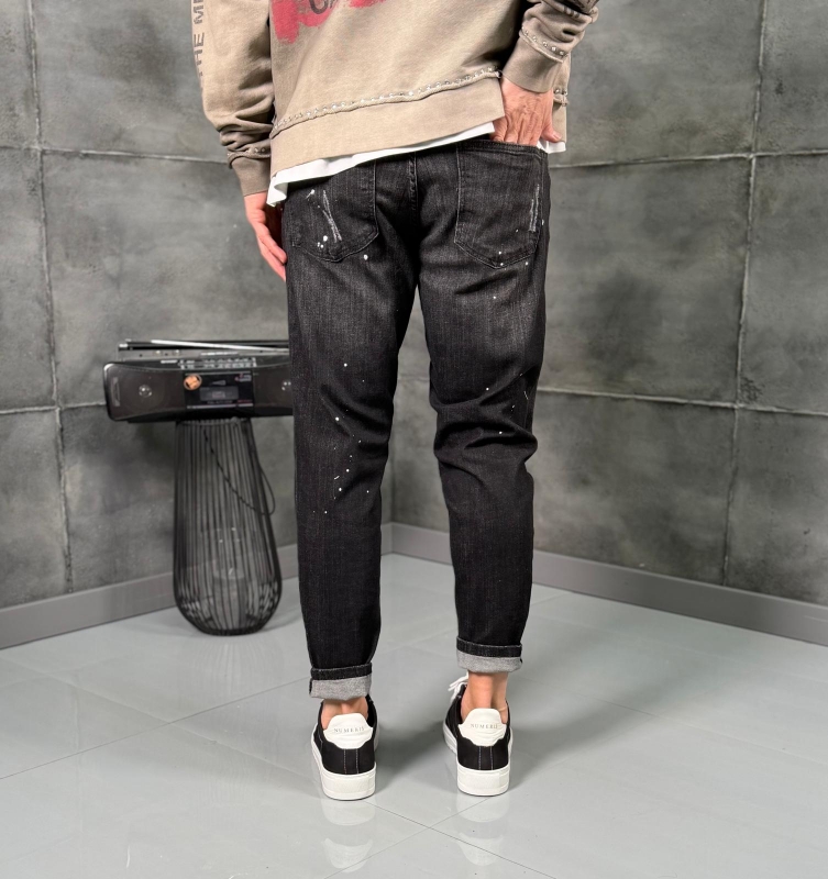 Мъжки дънки Distressed Slim Jeans – Black Edition