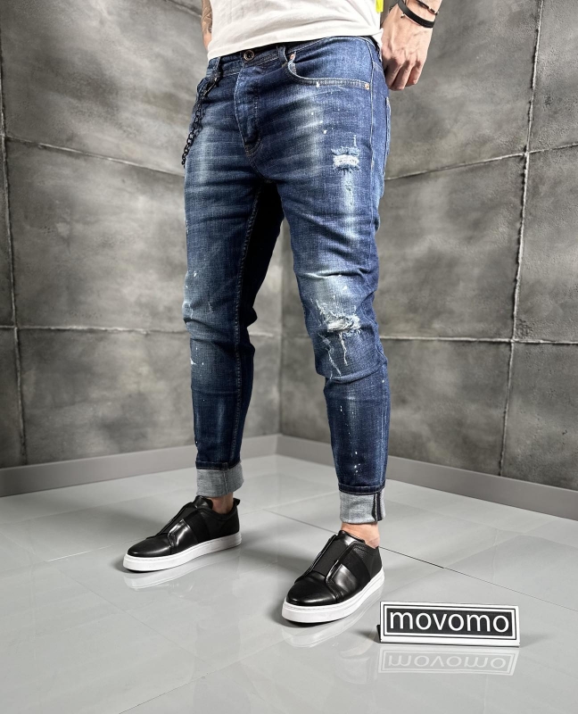 Мъжки дънки с пръски Skinny  fit