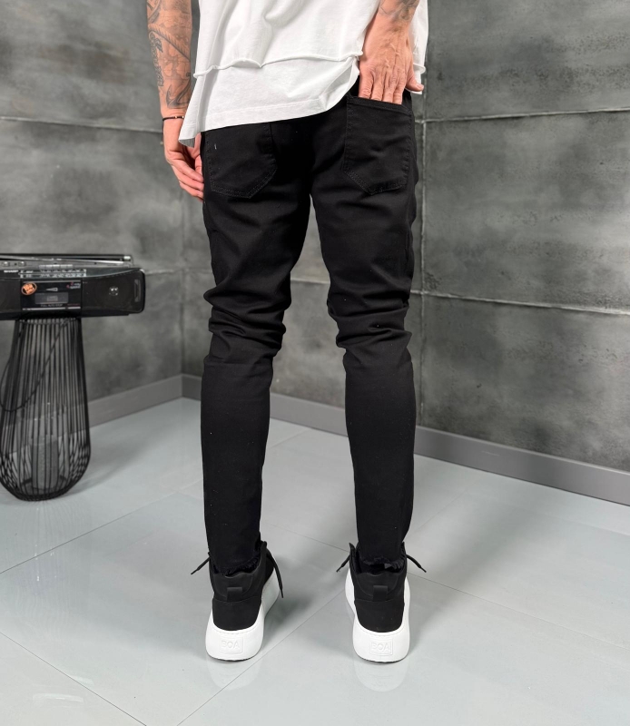 Мъжки дънки Skinny Fit BLACK SHRED SKINNY