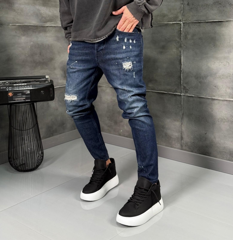 Мъжки дънки Skinny Fit Denim Dark Destroyed Flex