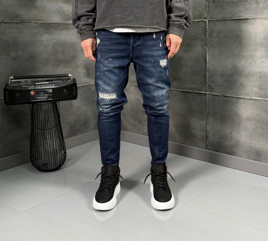Мъжки дънки Skinny Fit Denim Dark Destroyed Flex