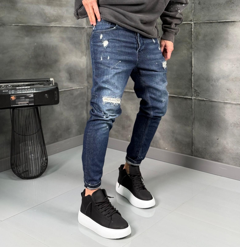 Мъжки дънки Skinny Fit Denim Dark Destroyed Flex