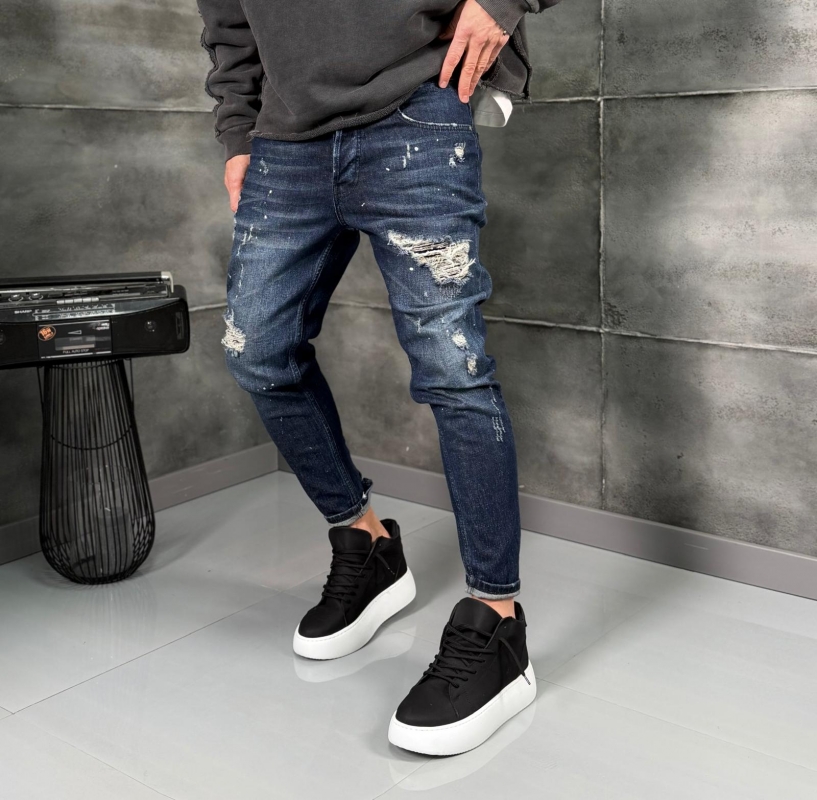 Мъжки дънки Skinny Fit Denim Ripped Impact