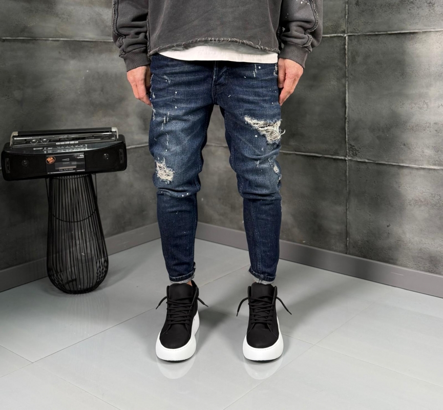 Мъжки дънки Skinny Fit Denim Ripped Impact