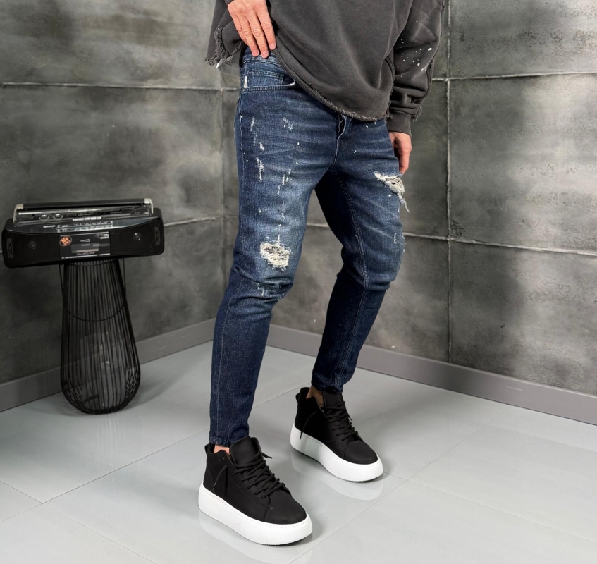 Мъжки дънки Skinny Fit Denim Ripped Impact