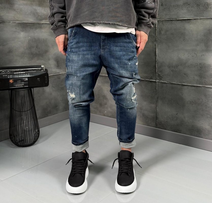 Мъжки дънки Skinny Fit Distressed Blue