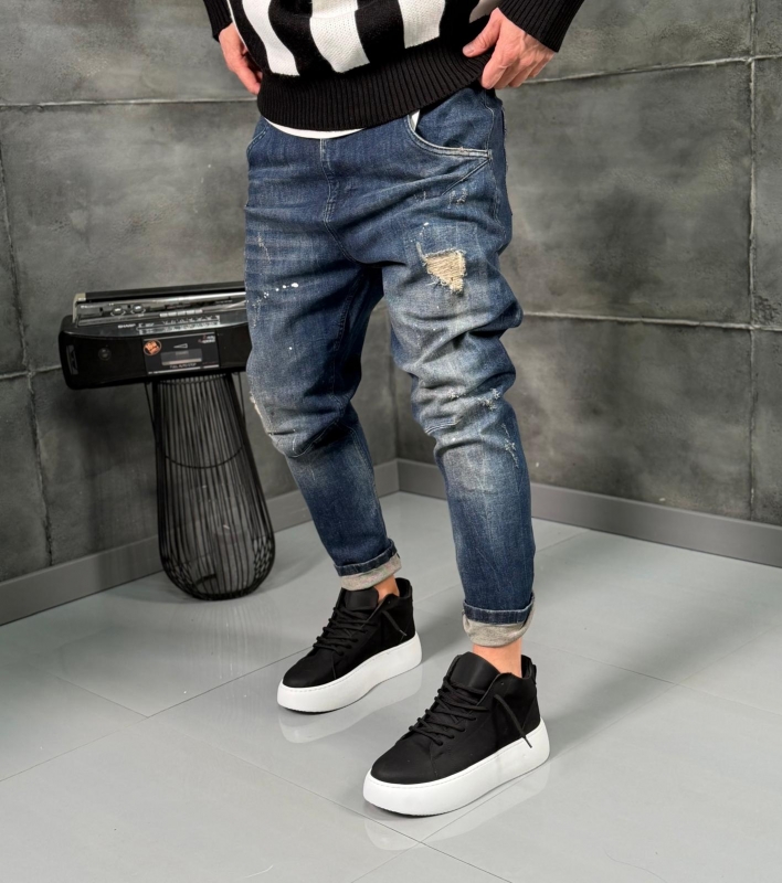 Мъжки дънки Skinny Fit DISTRESSED INDIGO JEANS