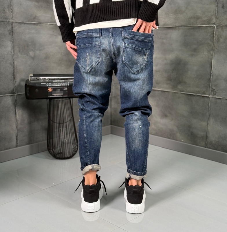 Мъжки дънки Skinny Fit DISTRESSED INDIGO JEANS