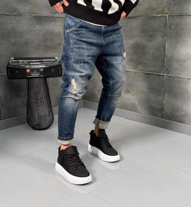 Мъжки дънки Skinny Fit DISTRESSED INDIGO JEANS
