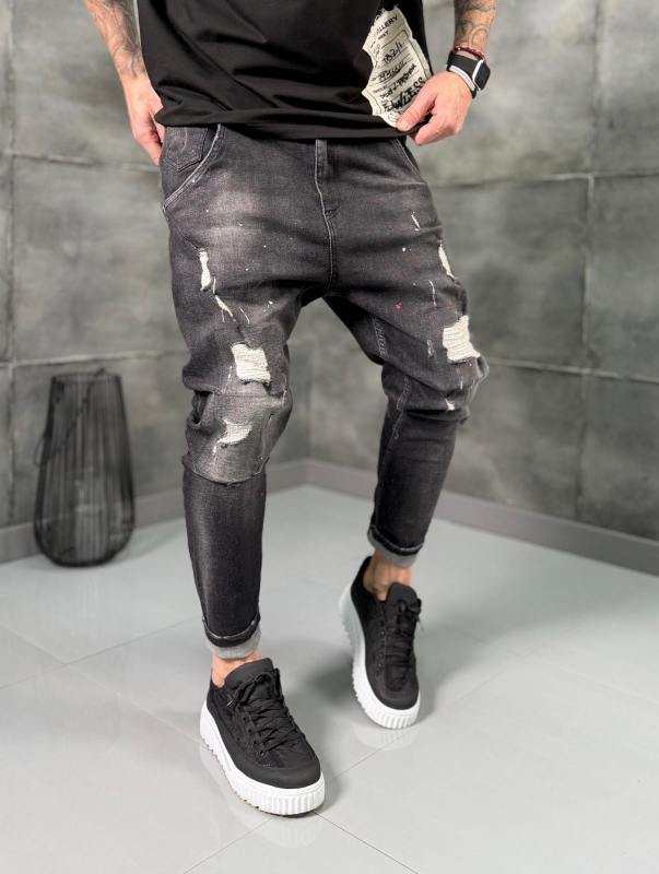 Мъжки дънки slim fit BLACK RIOT