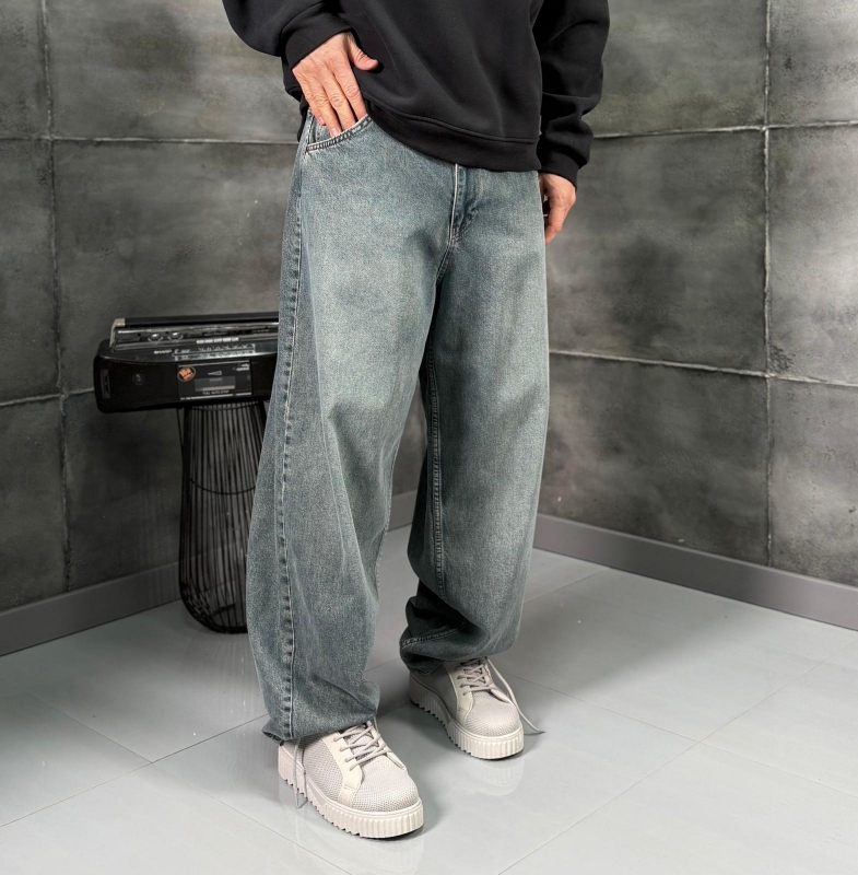 Мъжки дънки Wide Denim Cold Grey Wash