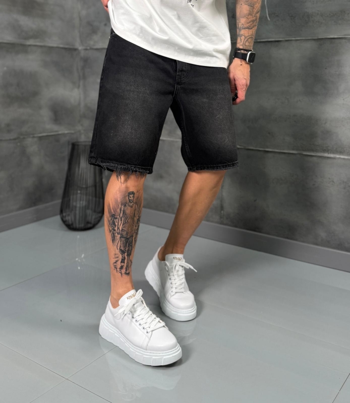 Мъжки къси дънки BLACK RAW