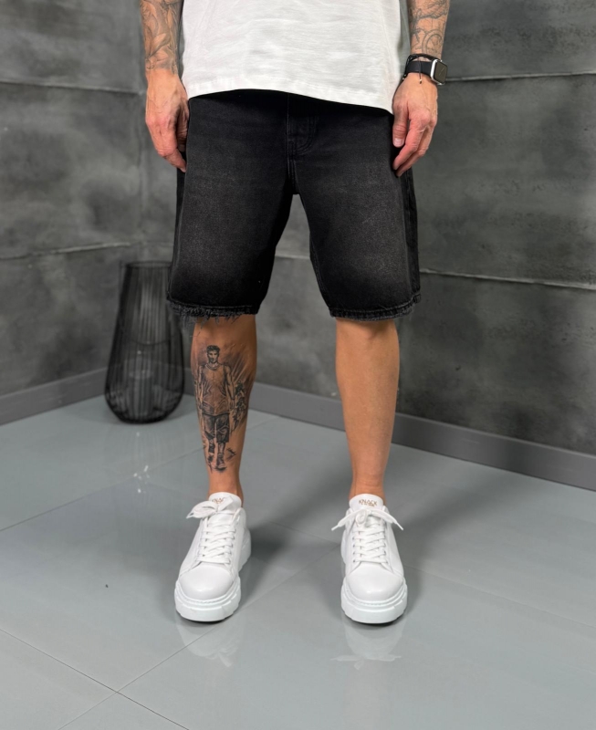 Мъжки къси дънки BLACK RAW