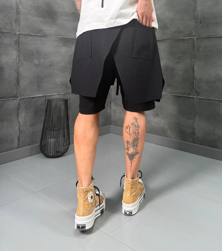 Мъжки къси панталони DRAPE-01 MOVOMO BLACK