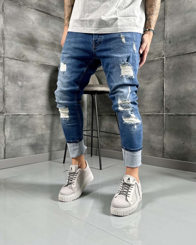 Мъжки накъсани дънки Skinny  fit