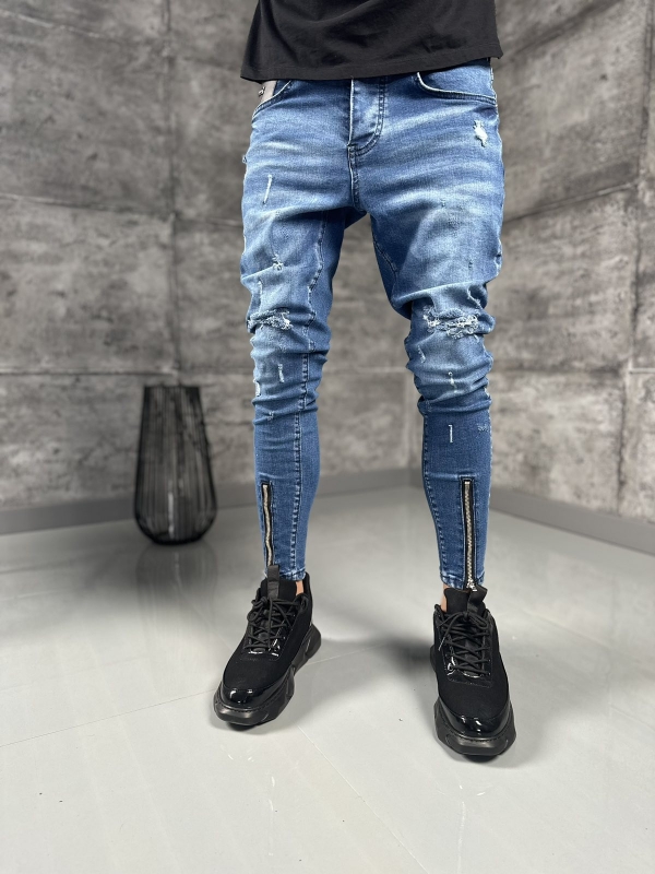 Мъжки дънки с цип Skinny fit