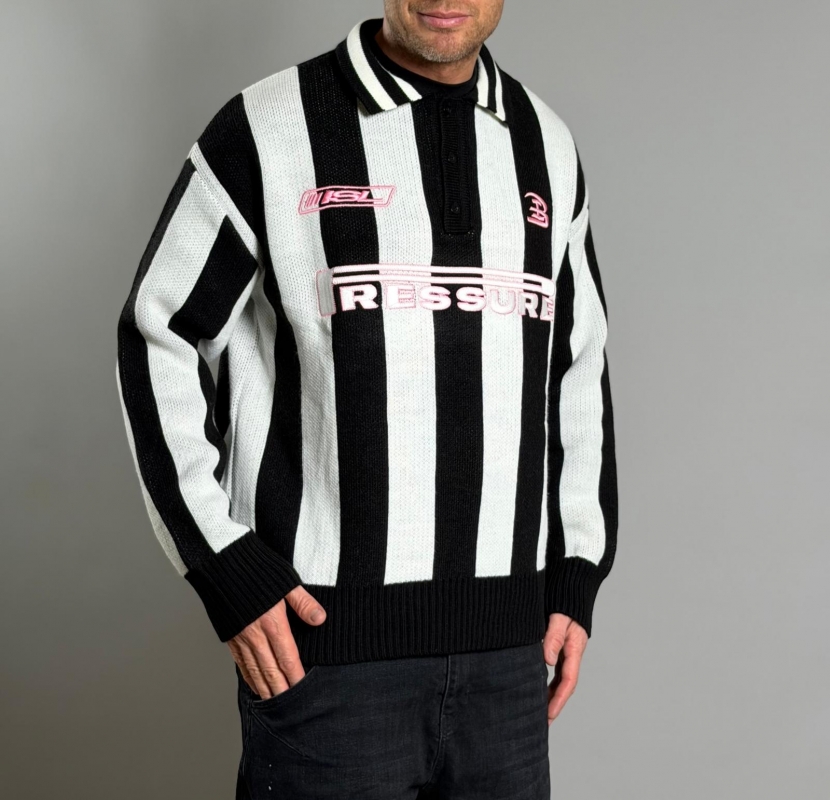 Мъжки пуловер BLACK & WHITE STRIPES