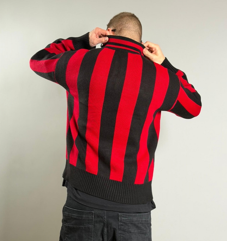 Мъжки пуловер RED & BLACK STRIPES
