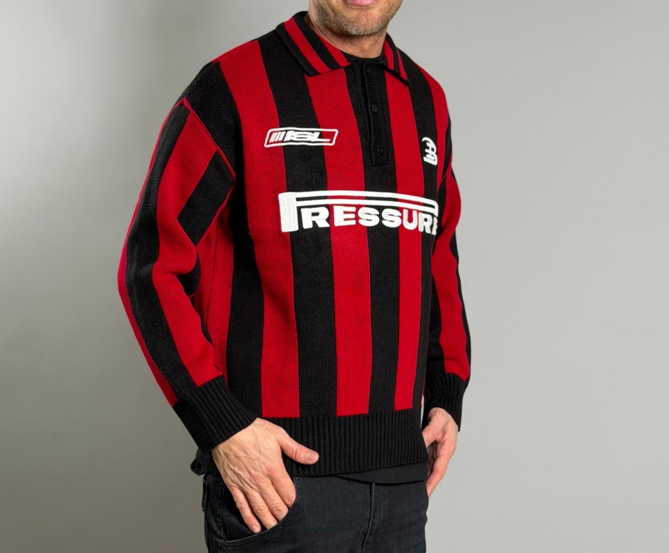 Мъжки пуловер RED & BLACK STRIPES