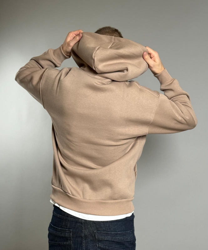 Мъжко горнище с качулка HOODY ZIP BEIGE