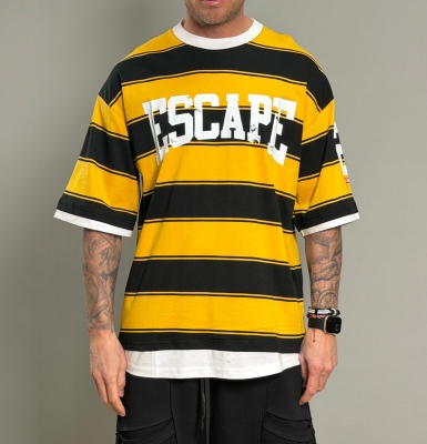 Мъжка оувърсайз тениска ESCAPE Stripe Yellow