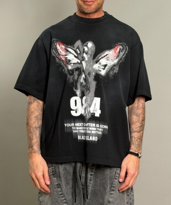Мъжка овърсайз тениска RE BORN WINGS TEE