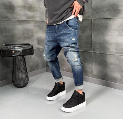 Мъжки дънки Skinny Fit Distressed Blue