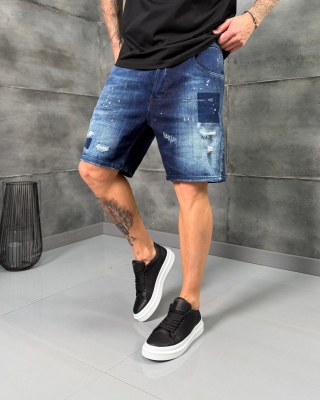 Мъжки къси дънки PATCHED WASH