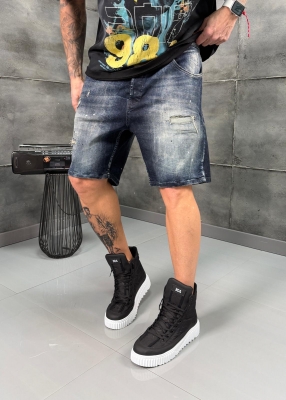 Мъжки къси дънки SPLASH DISTRESSED